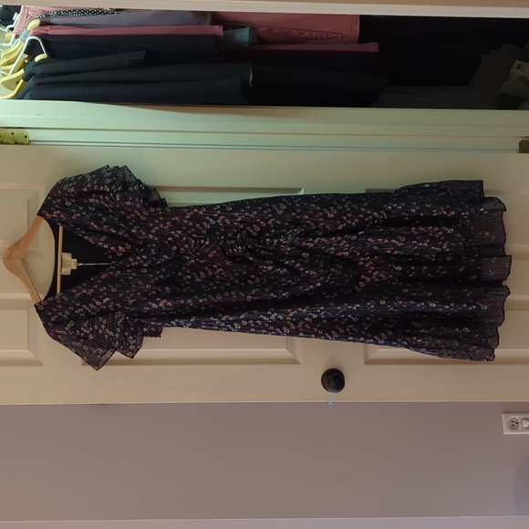 Anthropologie BHLDN xMestiza Silk Floral V-Neck Ruffle Dress - Picture 1 of 4